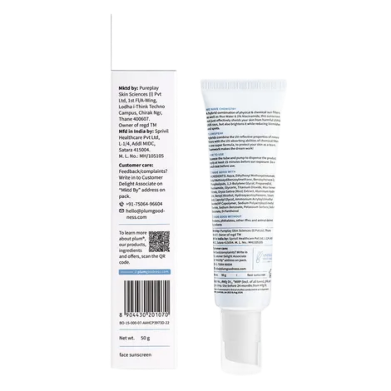 Plum Rice Water 2% Niacinamide Hybrid Sunscreen SPF 50 PA++++
